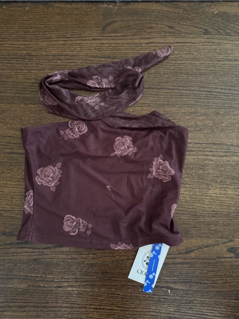 Cider Purple Rose-Print Strapless Camisole